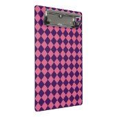 Rosa Lila Schachbrett Diamantmuster Mini Klemmbrett (Schrägansicht)