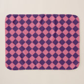 Rosa Lila Schachbrett Diamantmuster Sherpadecke (Vorderseite (Horizontal))