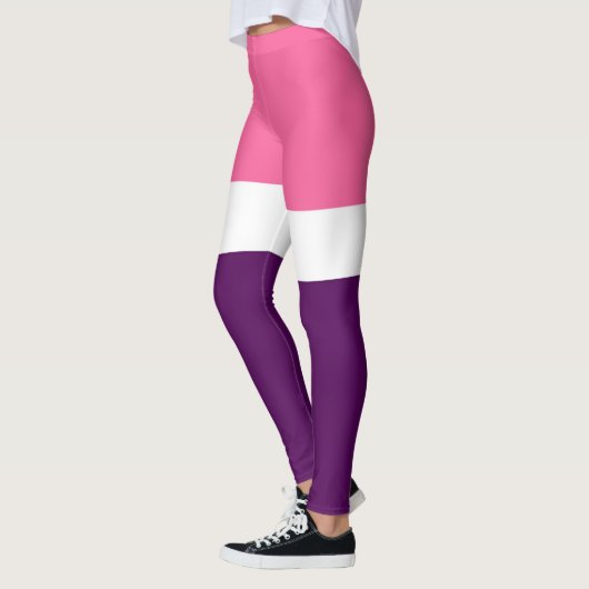 Rosa Lila Schlichte Blockgestaltung Leggings (Links)