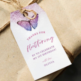 Rosa Lila Schmetterling 1. Geburtstag Gefallen Geschenkanhänger