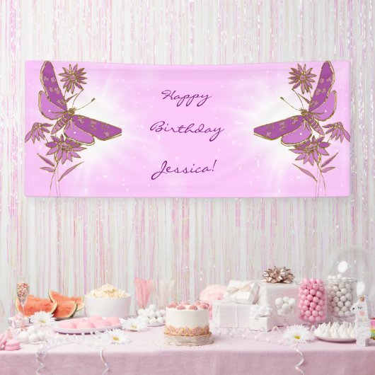 Rosa lila Schmetterling  Banner (Party)