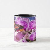 Rosa lila Schmetterling-Orchidee Blume Aquarell Tasse (Zentrum)