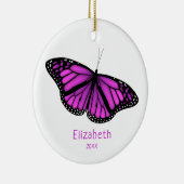 Rosa lila Schmetterling personalisiert Keramik Ornament (Rechts)