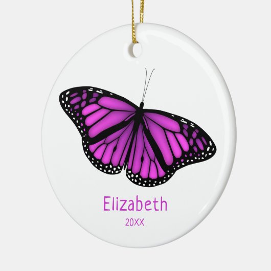 Rosa lila Schmetterling personalisiert Keramik Ornament (Links)