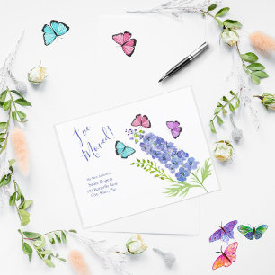 Rosa, Lila, Schmetterlinge Delphinium Ich habe mic Ankündigungspostkarte