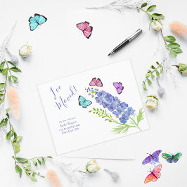 Rosa, Lila, Schmetterlinge Delphinium Ich habe mic Ankündigungspostkarte