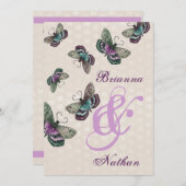 Rosa lila Schmetterlinge, die Einladung Wedding (Vorne/Hinten)