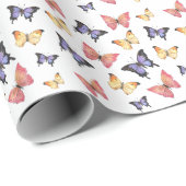 Rosa lila Schmetterlinge Geschenkpapier (Rolleneckpunkt)