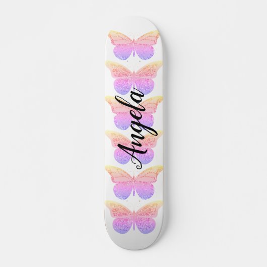 Rosa Lila Schmetterlinge Personalisierter Skate Skateboard (Vorne)