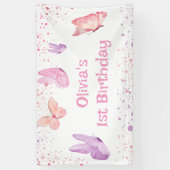 Rosa lila Schmetterlings-Geburtstag Banner (Vertikal)