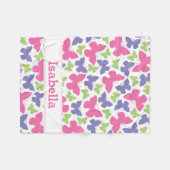 Rosa lila Schmetterlings-personalisierten Mädchens Fleecedecke (Vorderseite (Horizontal))