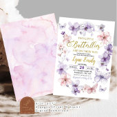 Rosa Lila Schmetterlingsflora Twins Kinderdusche Einladung