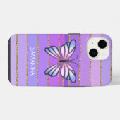 Rosa lila Schmetterlingsstreifen iPhone Hülle (Rückseite (Horizontal))