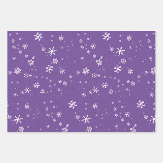 Rosa Lila Schneeflocken Weihnachtsfeiertage Geschenkpapier Set (Vorderseite 3)