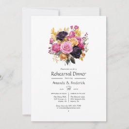 Rosa, Lila, Schwarz und Gold Probe Dinner Einladung