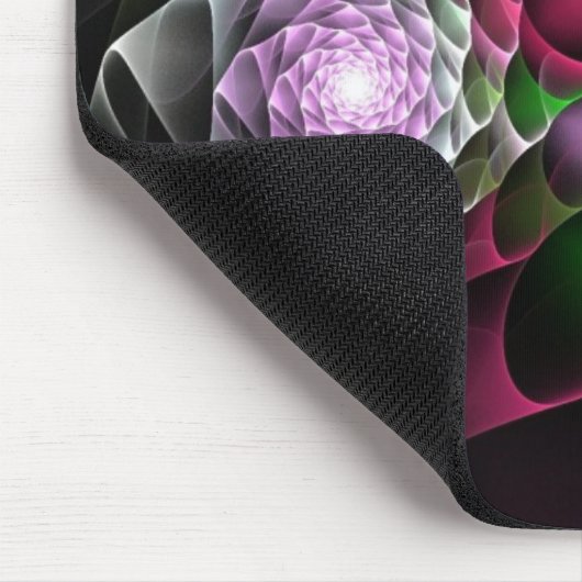 Rosa Lila schwarze Blasen und Augen Fraktal Kunst Mousepad (Ecke)