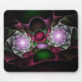 Rosa Lila schwarze Blasen und Augen Fraktal Kunst Mousepad (Vorne)