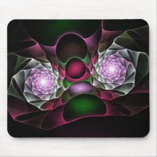Rosa Lila schwarze Blasen und Augen Fraktal Kunst Mousepad