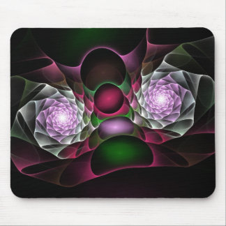 Rosa Lila schwarze Blasen und Augen Fraktal Kunst Mousepad