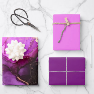 Rosa lila schwarze Geschenkpapierbögen Geschenkpapier Set