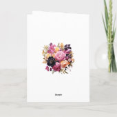 Rosa, Lila, schwarze und goldene Blumenhochzeit Dankeskarte (Rückseite)