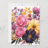 Rosa, Lila, schwarze und goldene Blumenhochzeit Einladung (Rückseite)