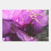 Rosa Lila schwarze Wrapping Paper Sheets Geschenkpapier Set (Vorderseite)