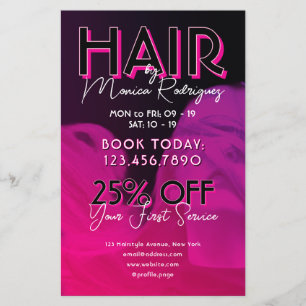 Rosa lila schwarzer Haarsalon Flyer