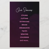 Rosa lila schwarzer Haarsalon Flyer (Hinten)