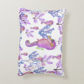 Rosa Lila Seepferd Korallenstrand Dekokissen (Rückseite(Vertikal))