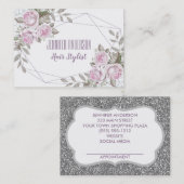 Rosa lila silberne Blumenschönheits-Verabredung Terminkarte (Vorne/Hinten)