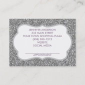 Rosa lila silberne Blumenschönheits-Verabredung Terminkarte (Rückseite)