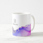 Rosa Lila Silver Monogram Kaffeemaschine Tasse (VorderseiteRechts)