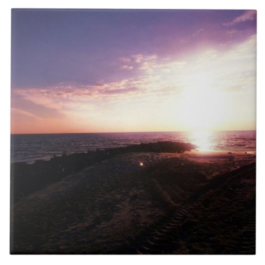 Rosa Lila Sonnenuntergang über dem Foto der Golfre Fliese (Vorderseite)