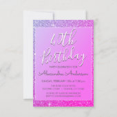 Rosa Lila Sparkle Glitzer 40. Geburtstag Party Einladung (Rückseite)