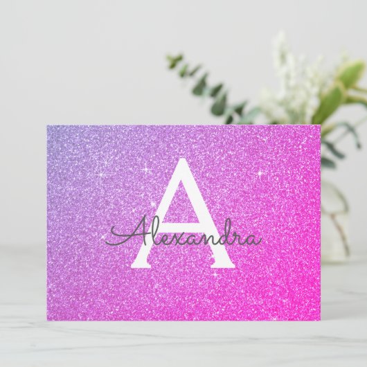 Rosa Lila Sparkle Glitzer Sweet 16 Save the Date (Stehend Vorderseite)