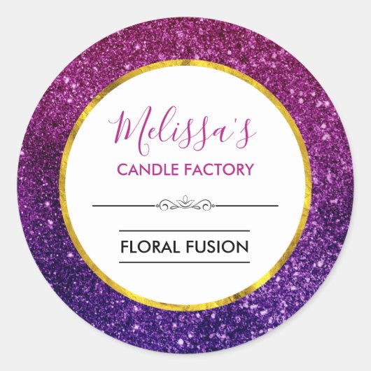 Rosa Lila Sparkling Glitzer Edelsteine Runder Aufkleber (Vorderseite)