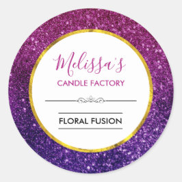 Rosa Lila Sparkling Glitzer Edelsteine Runder Aufkleber