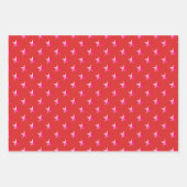 Rosa Lila Sterne auf Holiday Red Geschenkpapier Set (Vorderseite 3)