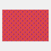 Rosa Lila Sterne auf Holiday Red Geschenkpapier Set (Vorderseite 2)
