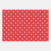 Rosa Lila Sterne auf Holiday Red Geschenkpapier Set (Vorderseite)