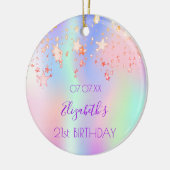 Rosa lila Sterne, Geburtsname Keramik Ornament (Links)