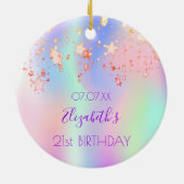 Rosa lila Sterne, Geburtsname Keramik Ornament (Hinten)