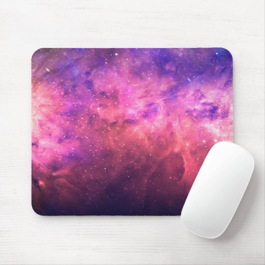 Rosa Lila Sternenhimmel Kosmische Galaxie Himmelsf Mousepad (Mit Mouse)