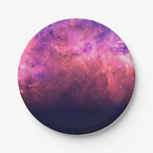 Rosa Lila Sternenhimmel Kosmische Galaxie Himmelsf Pappteller