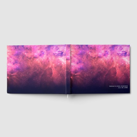 Rosa Lila Sternenhimmel kosmische Galaxie Himmelss Gästebuch (Voll)