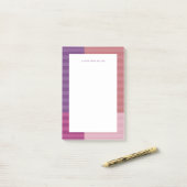 Rosa lila Streifen bunt Rahmen personalisiert Post-it Klebezettel (Auf Schreibtisch)