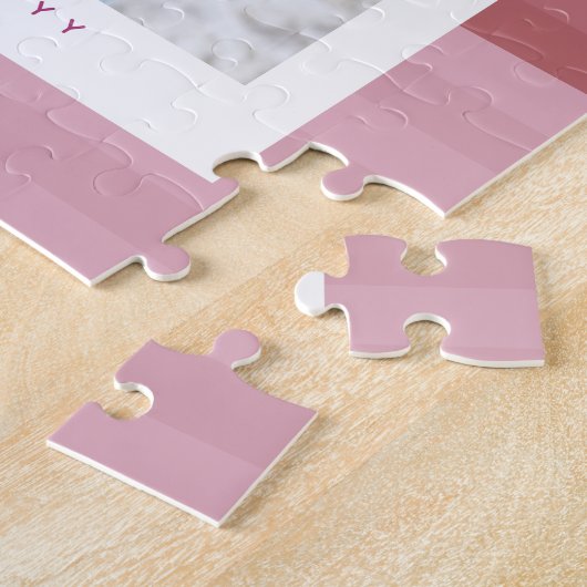 Rosa lila Streifen niedliches personalisiertes Fot Puzzle (Seite)