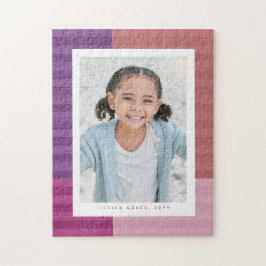 Rosa lila Streifen niedliches personalisiertes Fot Puzzle