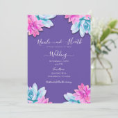 Rosa Lila Sukkulenten Moderne Fiesta Hochzeit Einladung (Stehend Vorderseite)